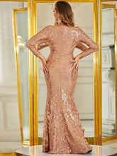 Mesh Insert Sequins Mermaid Prom Dress